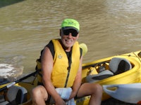 a man sitting in a kayak